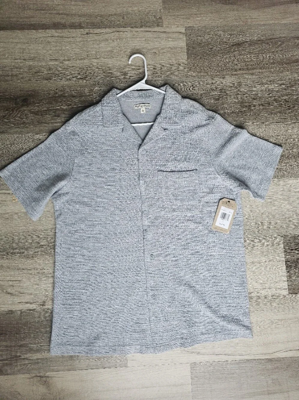 NWT Frye & Co. Men's Short Sleeve Camp Button Up Shirt - Grey